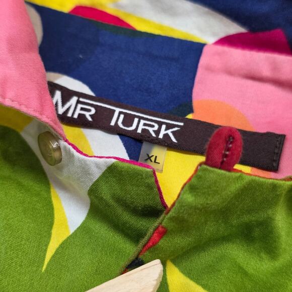 Mr Turk Floral Vibrant Short Sleeve Button Shirt Men XL READ - Picture 6 of 10